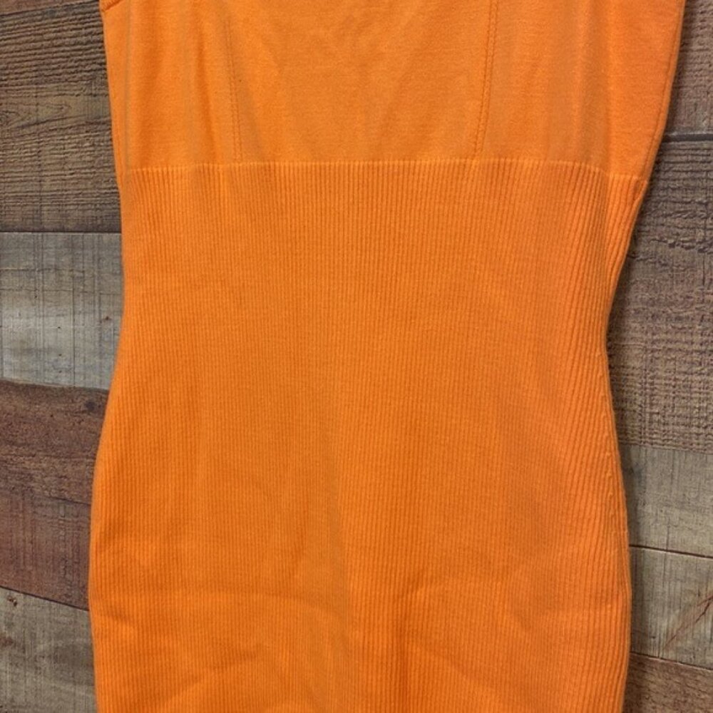 GUESS Snap Front Lana Sweater Dress, Sunset Orange, Large NWT - Picture 7 of 9
